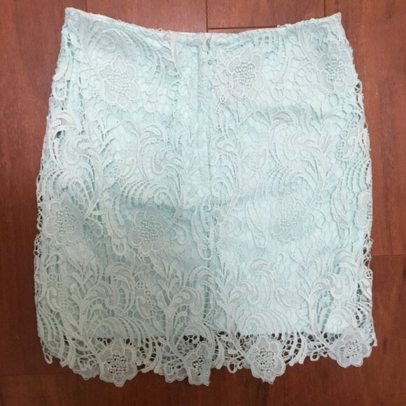 H&M Divided Light Blue Crochet Lace Skirt Boho Bohemian Zip Closure Women's 2 - Picture 6 of 7